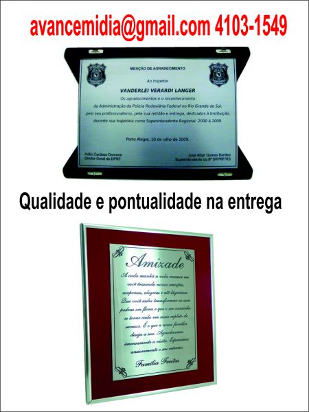 PLACAS DE HOMENAGEM BRASILIA